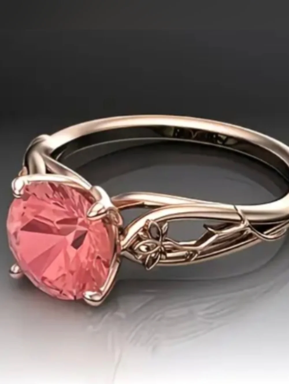 Rose Gold Plated Pink Mystic Topaz Vine Flower Retro Ring Size 6 NWT